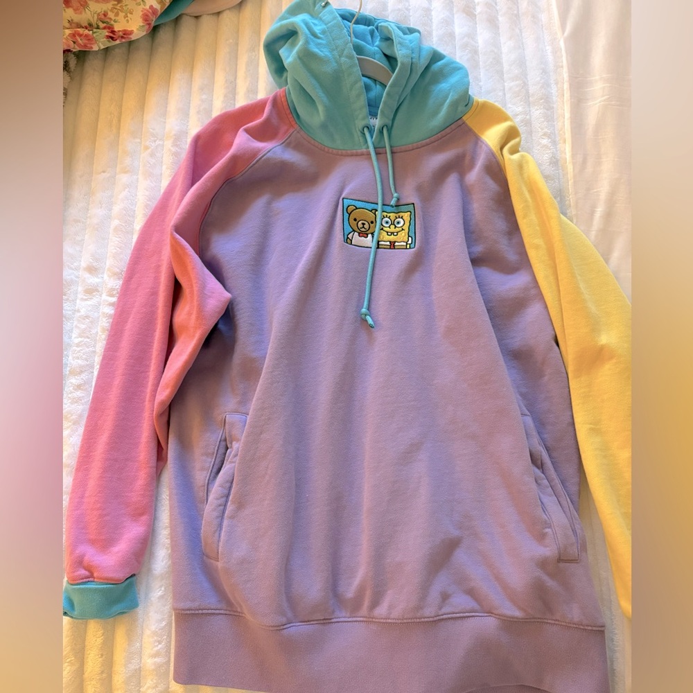 Teddy fresh colorblock SpongeBob hoodie 2XL